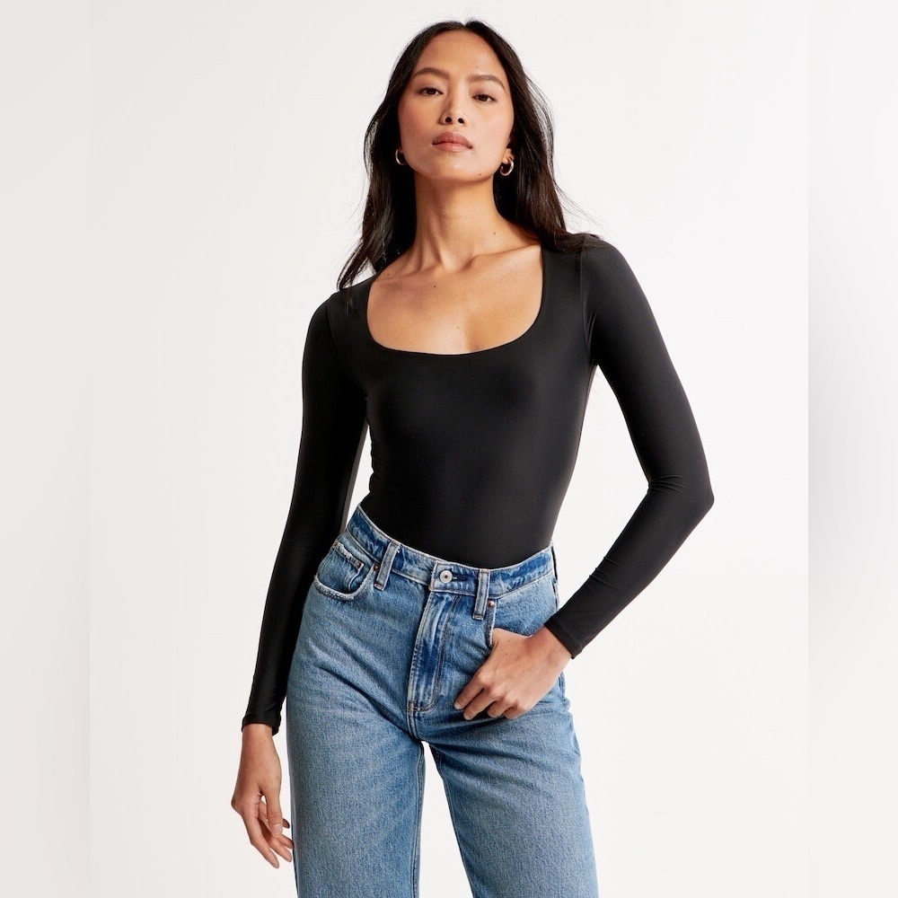 Abercrombie & Fitch Black Scoop neck bodysuit